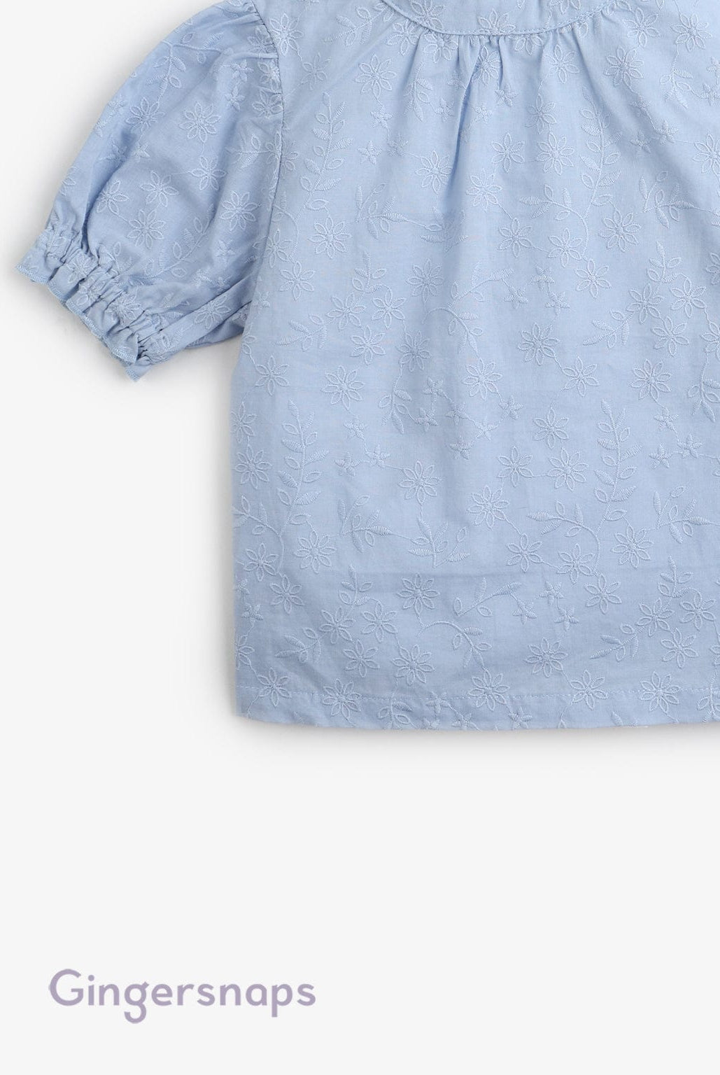 جينجرسنابس بلوزة بناتي منقوشة نص كم بف أزرق