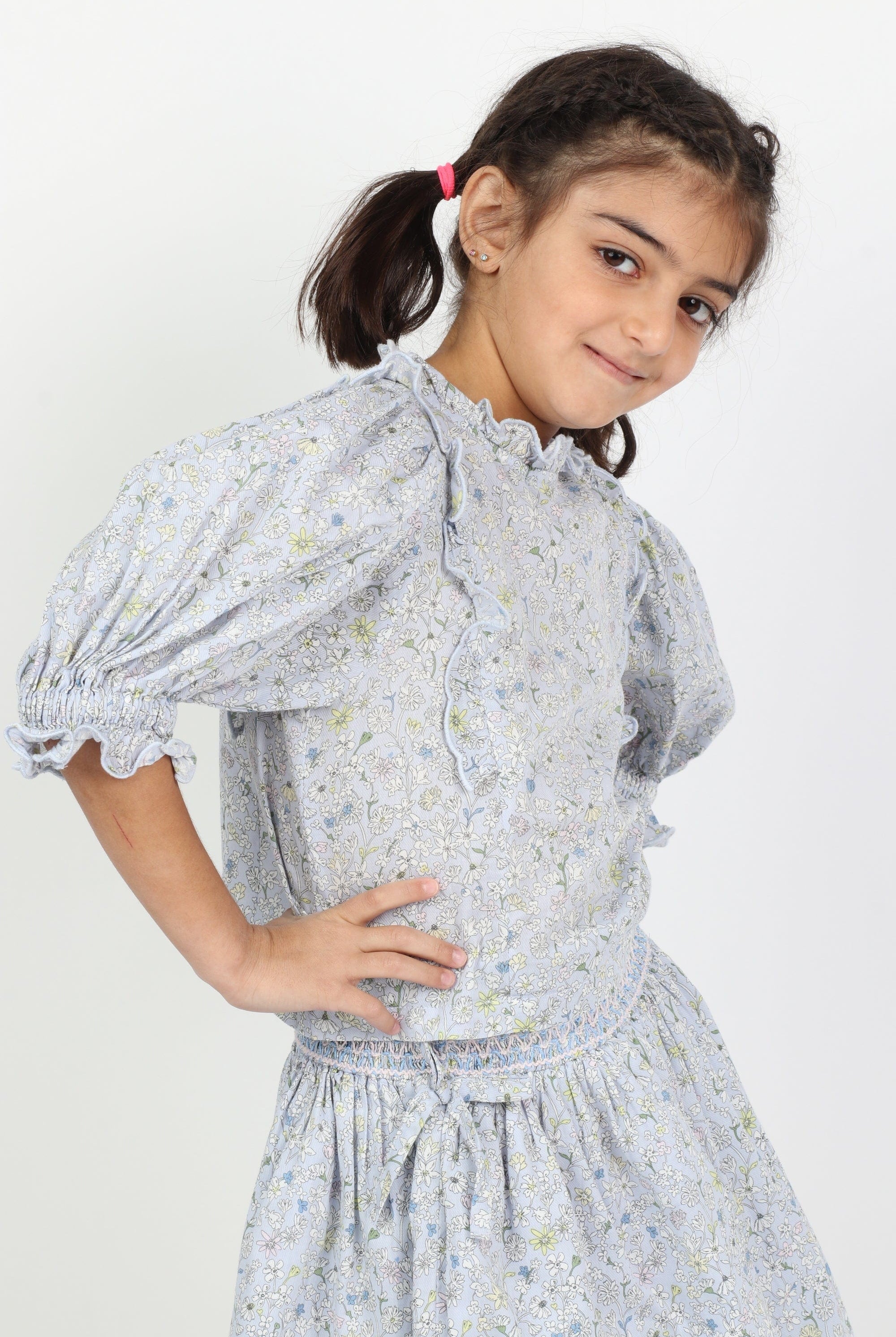 جينجرسنابس بلوزة بناتي منقوش نص كم بف متعدد الألوان