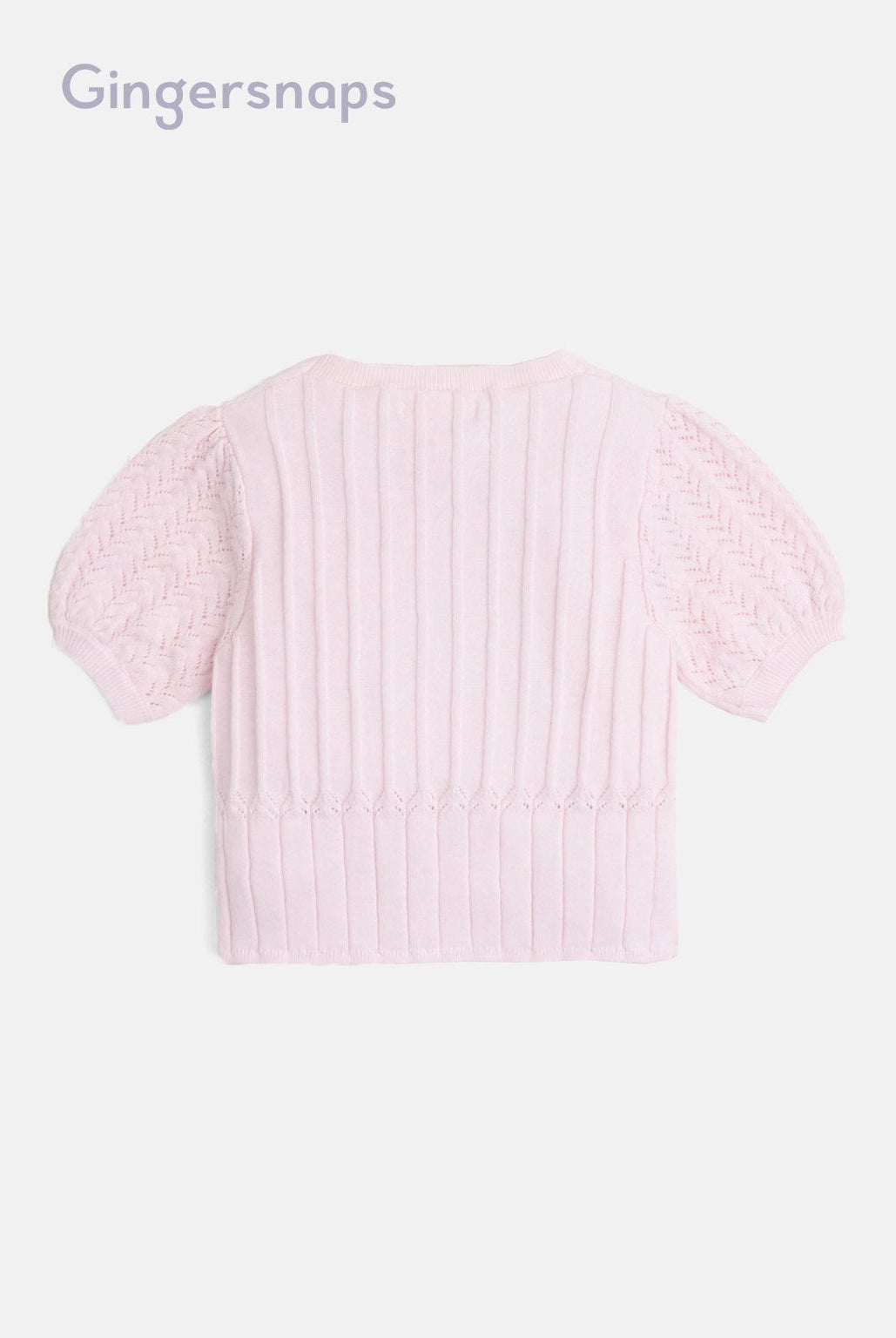 جينجرسنابس تيشيرت مضلع بالطول كم قصير بف بناتي وردي