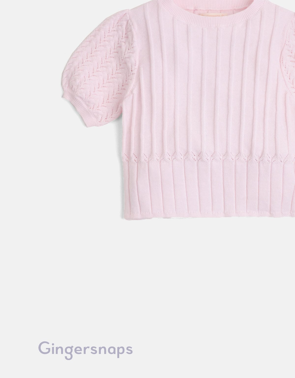 جينجرسنابس تيشيرت مضلع بالطول كم قصير بف بناتي وردي