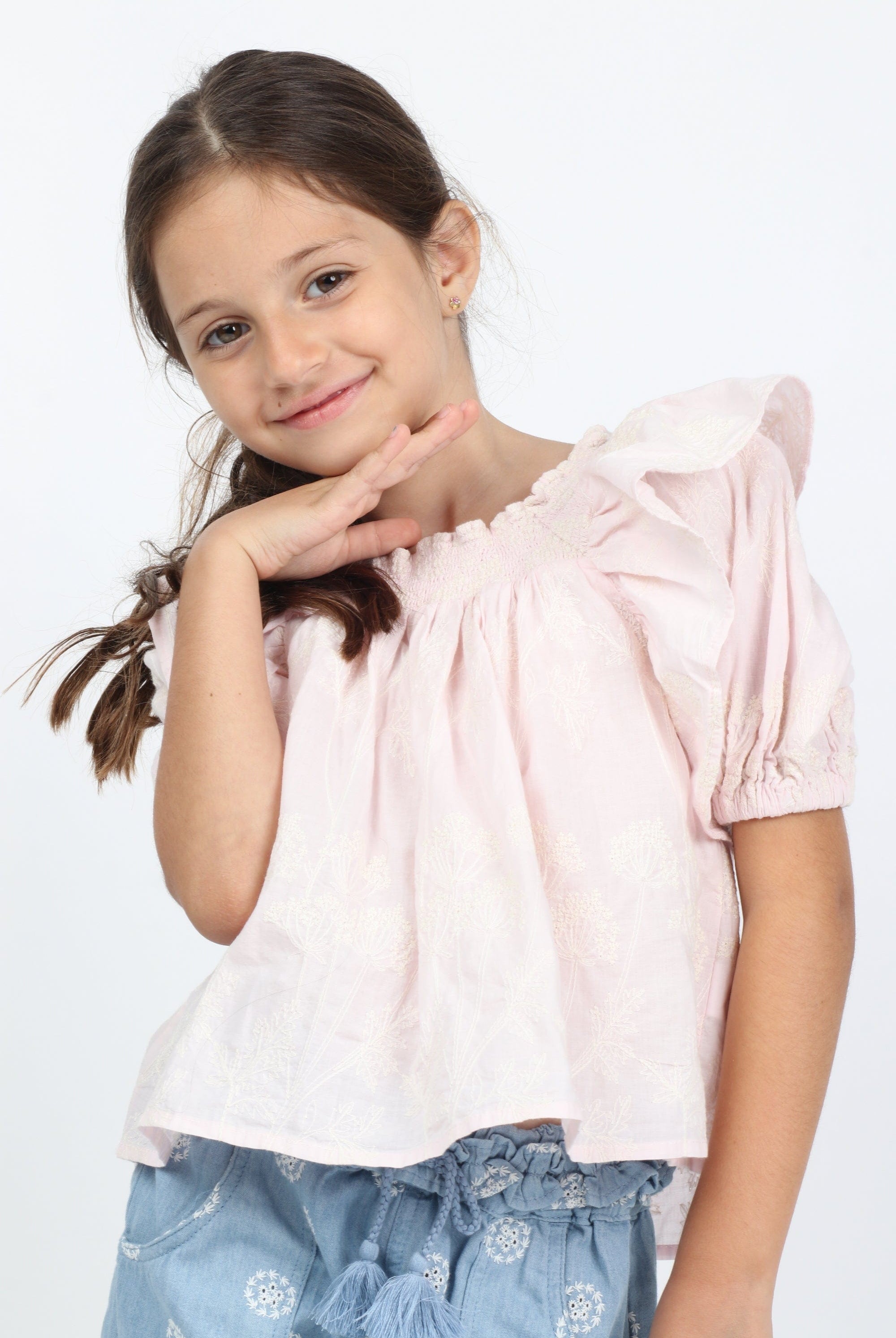 جينجرسنابس بلوزة سادة كرانيش كم بف بناتي وردي