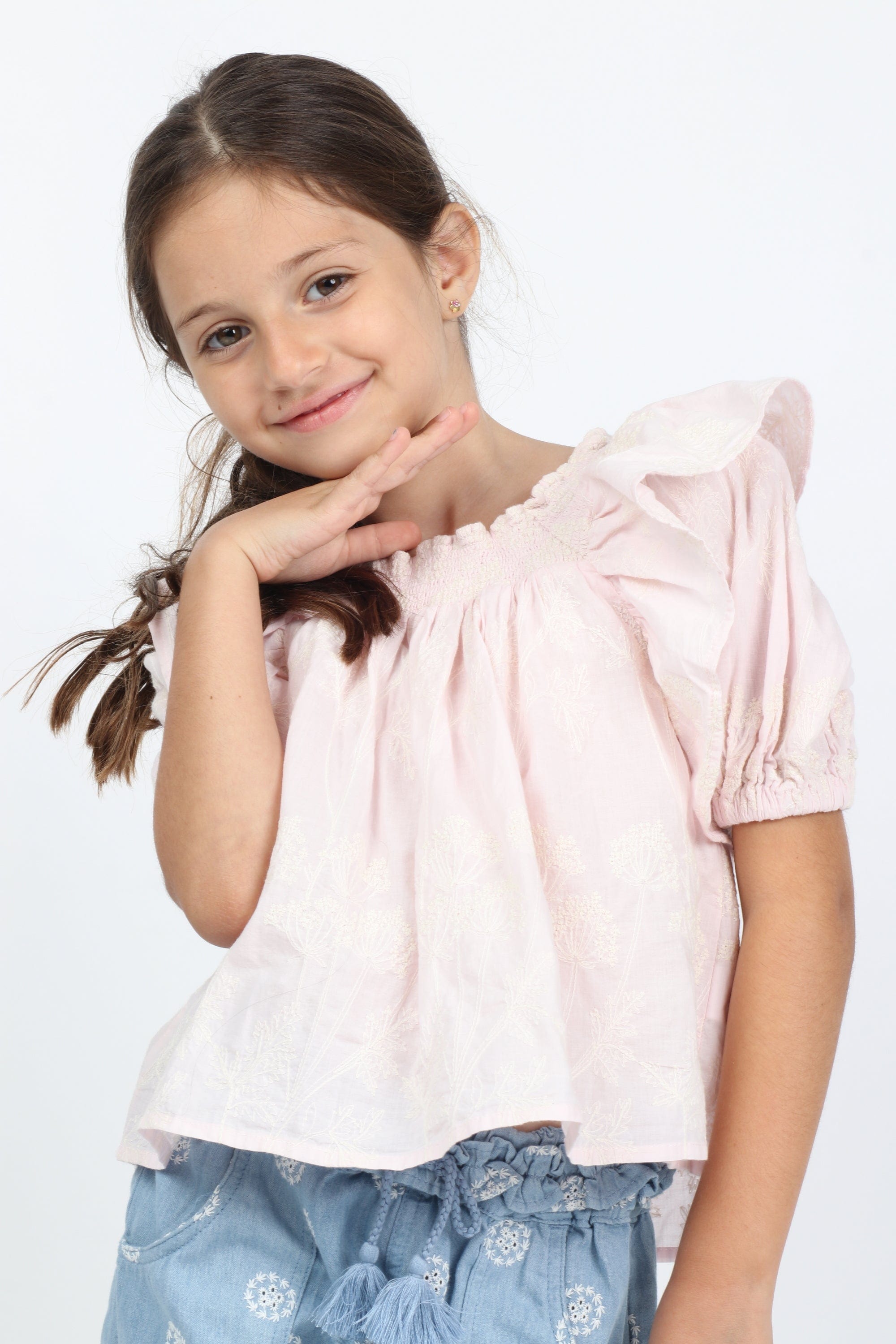 جينجرسنابس بلوزة سادة كرانيش كم بف بناتي وردي