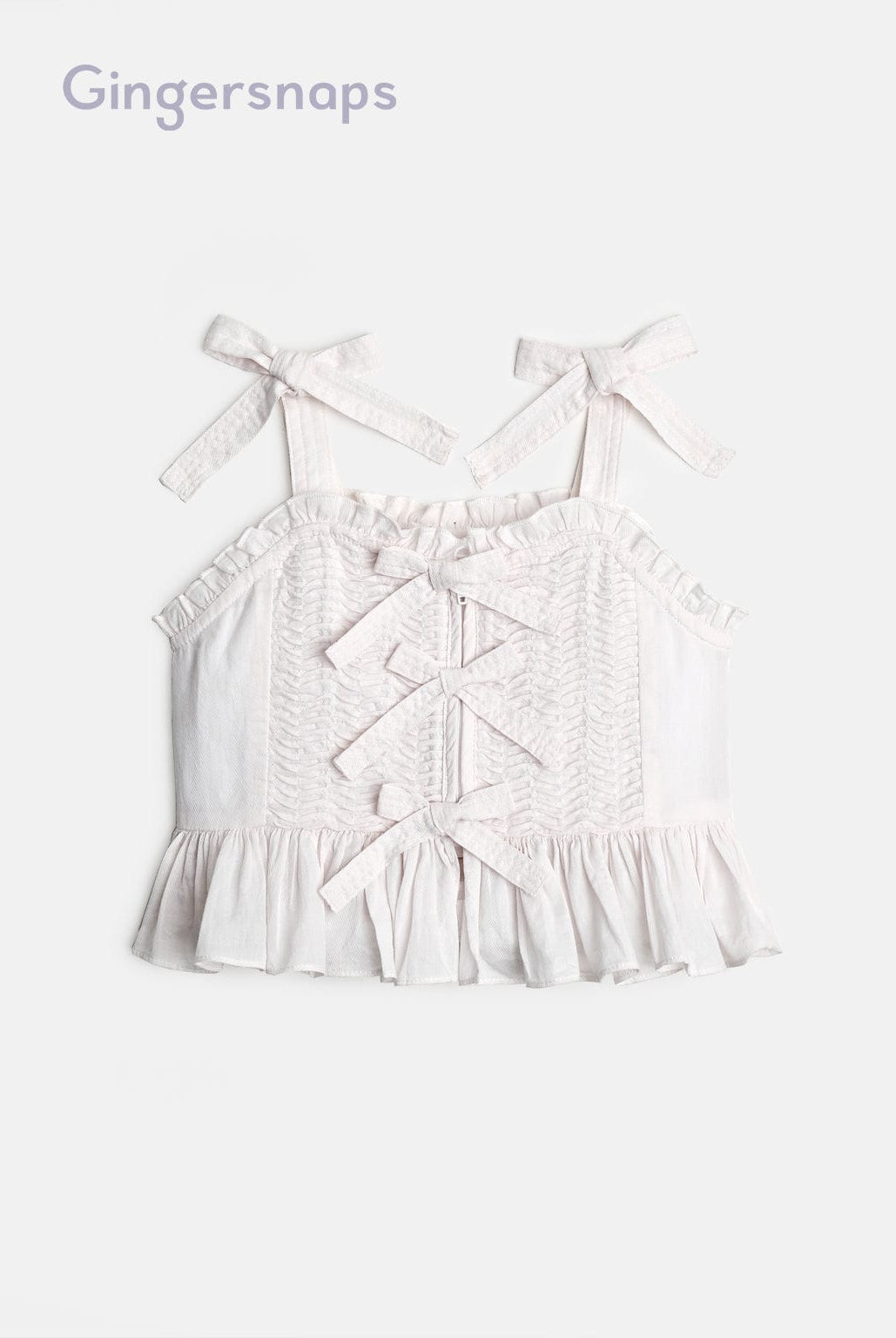 جينجرسنابس بلوزة كورسيه فيونكات مكشكش من أسفل حمالات بناتي أبيض