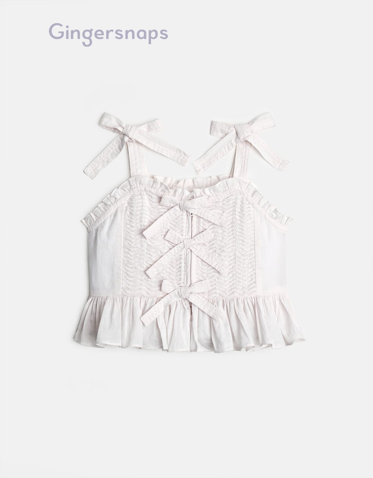 جينجرسنابس بلوزة كورسيه فيونكات مكشكش من أسفل حمالات بناتي أبيض