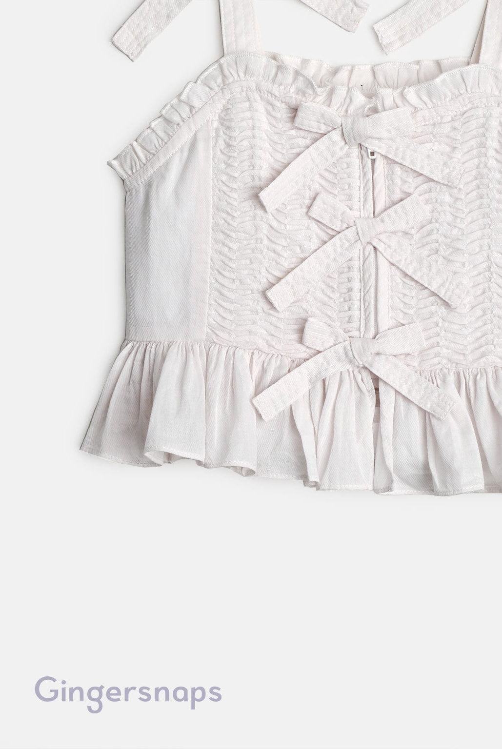 جينجرسنابس بلوزة كورسيه فيونكات مكشكش من أسفل حمالات بناتي أبيض