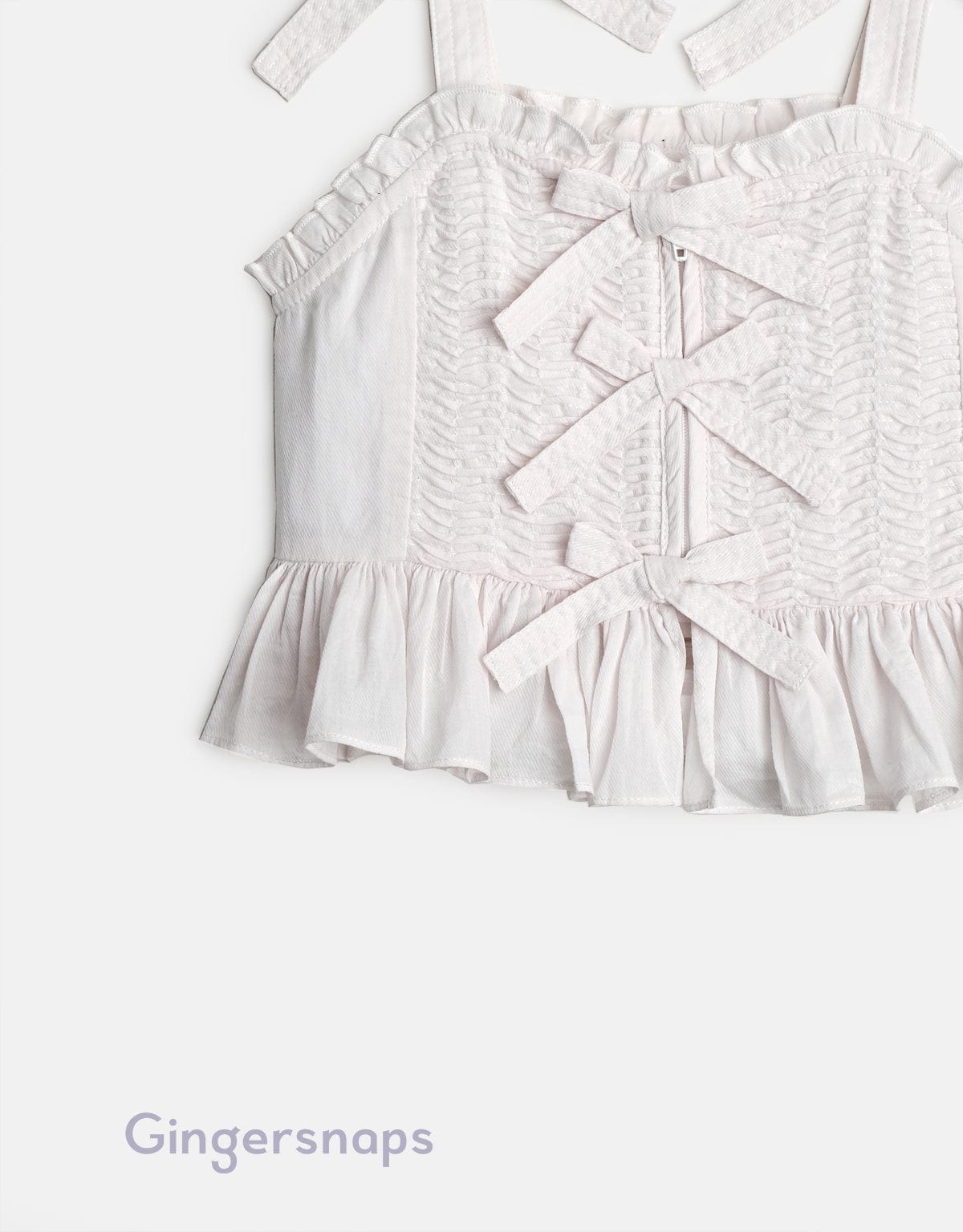 جينجرسنابس بلوزة كورسيه فيونكات مكشكش من أسفل حمالات بناتي أبيض