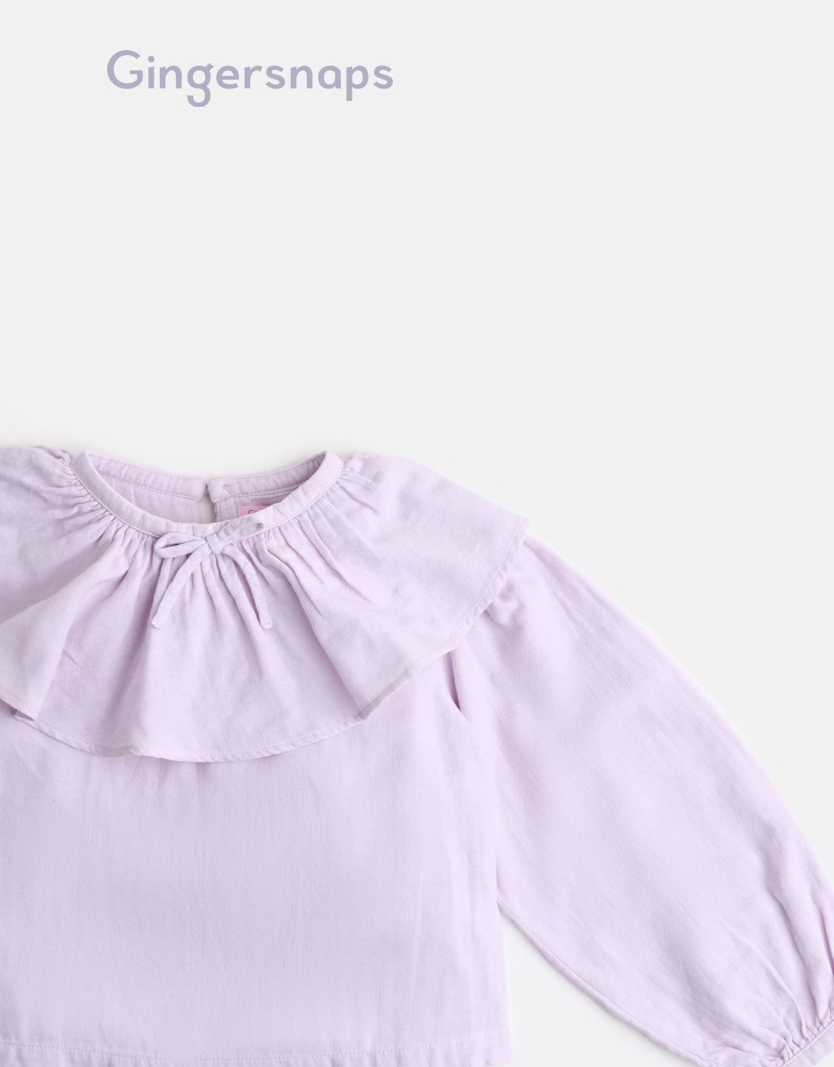 جينجرسنابس بلوزة سادة ياقة مكشكشة كم طويل بف بناتي بنفسجي