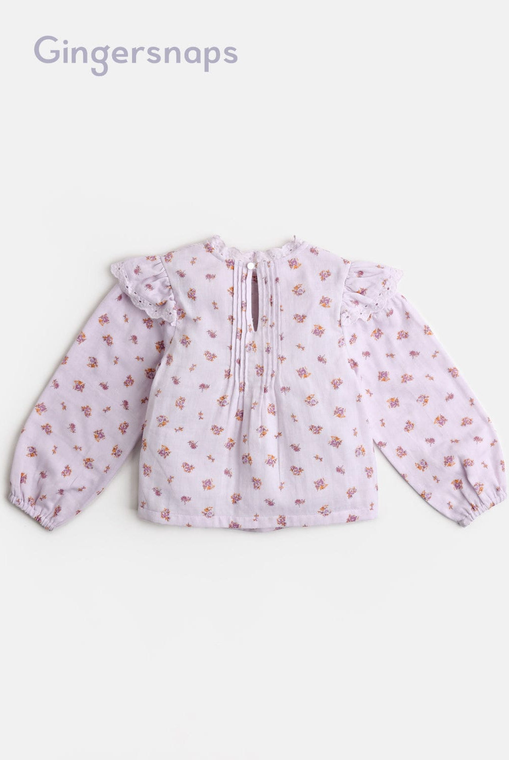 جينجرسنابس بلوزة منقوشة مكشكشة من الصدر كم طويل بف بناتي أرجواني