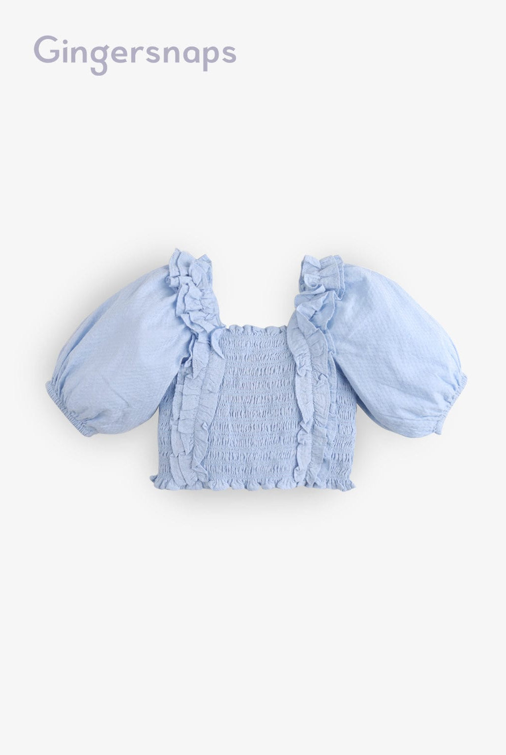 جينجرسنابس بلوزة كروب مكشكشة نص كم بف بناتي أزرق