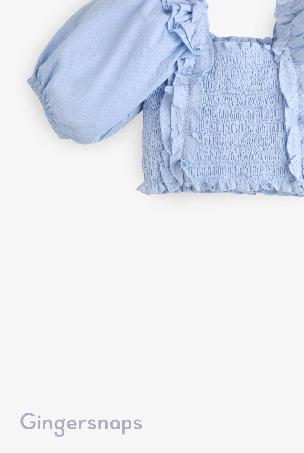 جينجرسنابس بلوزة كروب مكشكشة نص كم بف بناتي أزرق