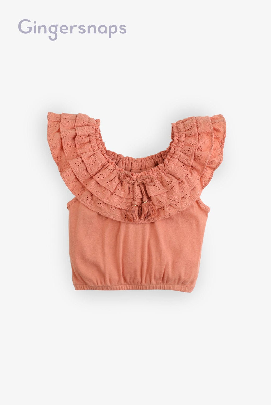 جينجرسنابس بلوزة سادة فراشة من أعلى بناتي بني