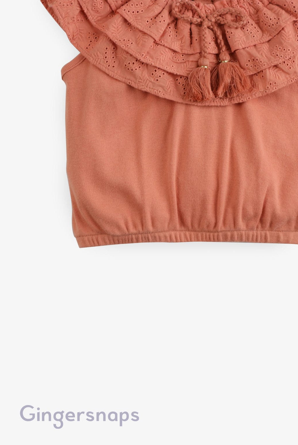 جينجرسنابس بلوزة سادة فراشة من أعلى بناتي بني