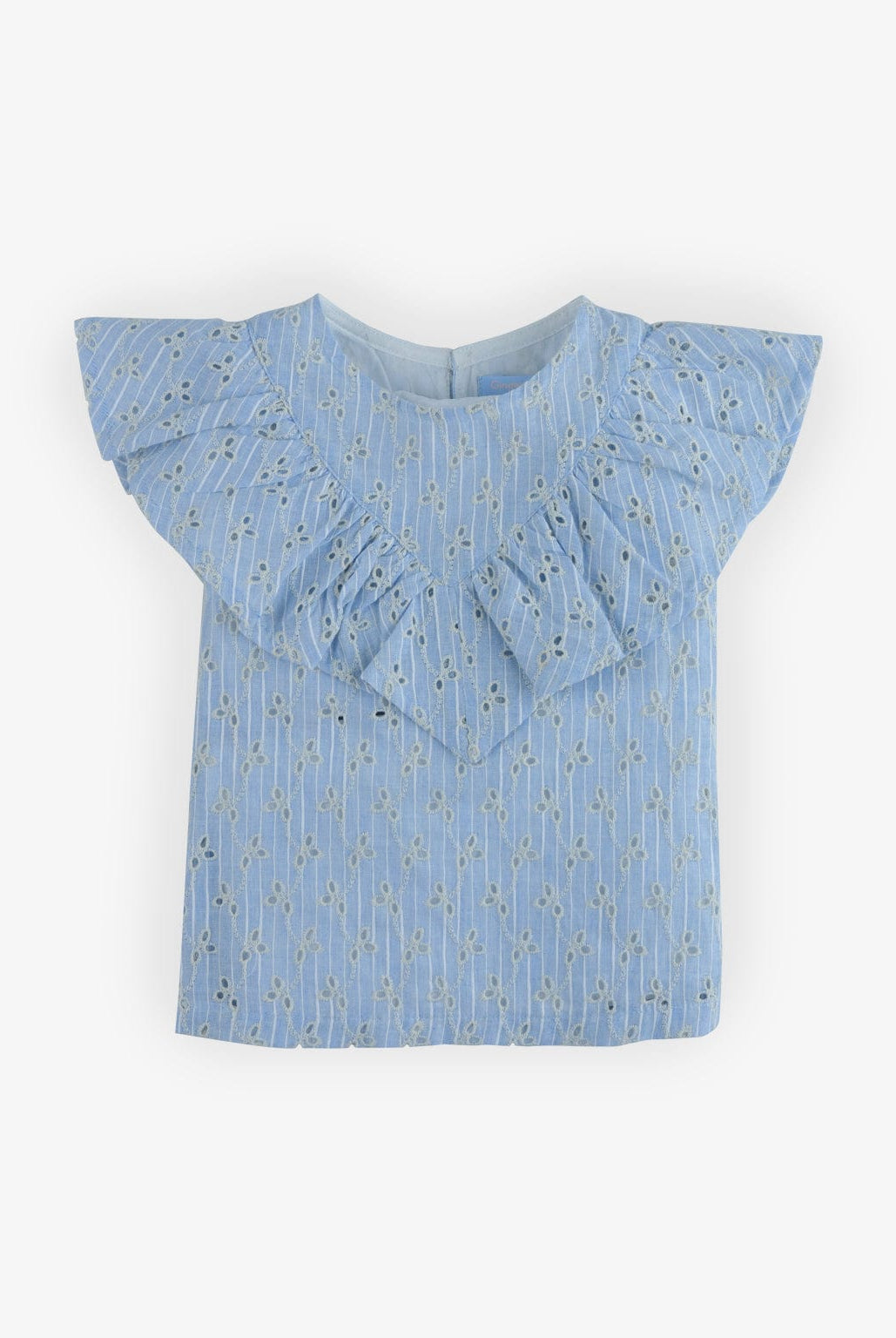 جينجرسنابس بلوزة بناتي مخرمة كتف فراشة أزرق