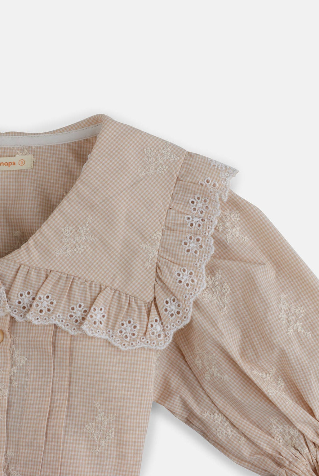 جينجرسنابس بلوزة مشجرة بأزرار أمامية وياقة كبيرة كم طويل بناتي بيج