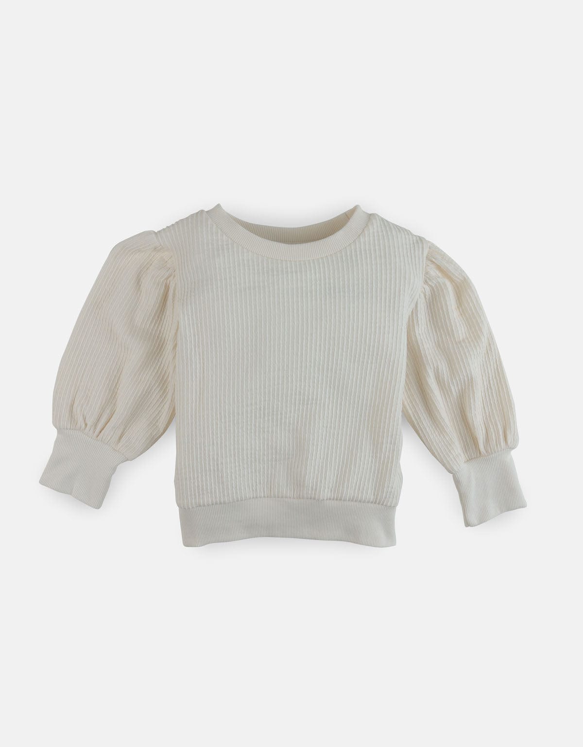 جينجرسنابس بلوزة بناتي سادة مضلعة كم طويل بف أوف وايت