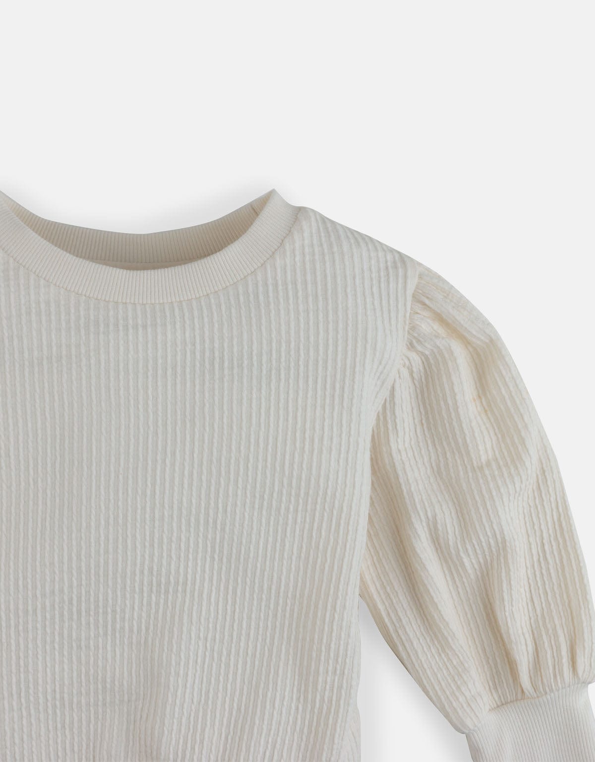 جينجرسنابس بلوزة بناتي سادة مضلعة كم طويل بف أوف وايت