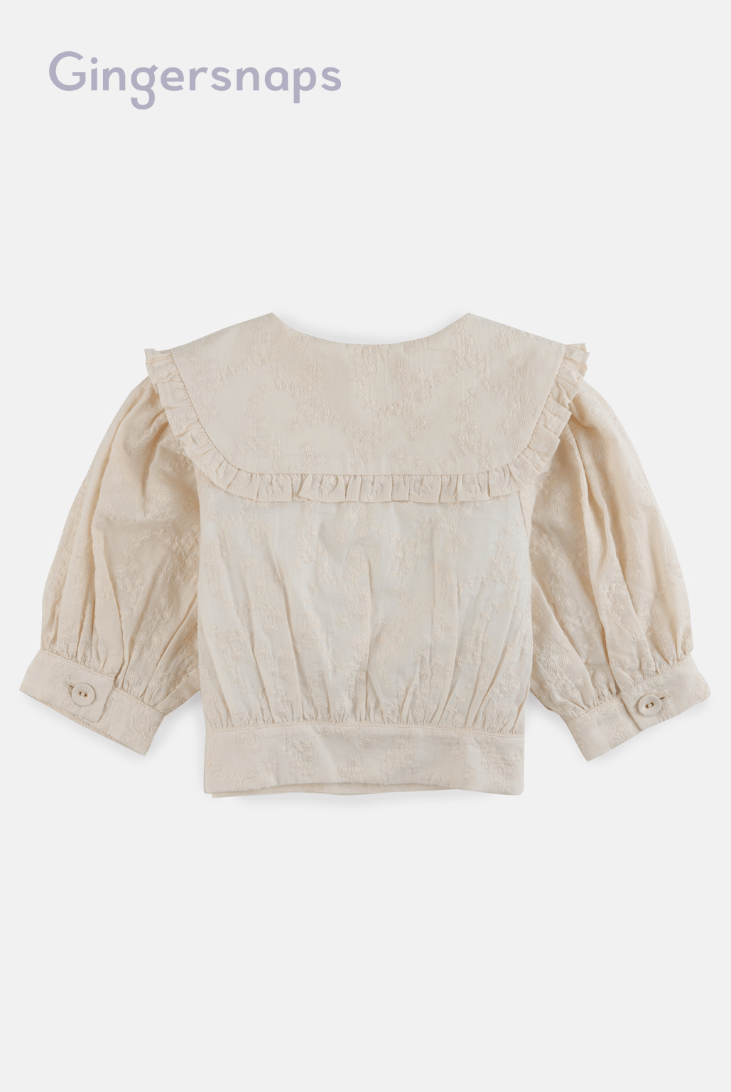 جينجرسنابس بلوزة بناتي خصر مرتفع بأزرار أمامية نص كم بف أوف وايت