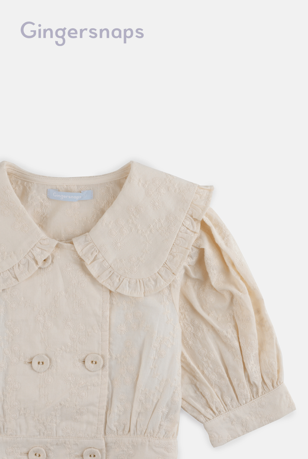 جينجرسنابس بلوزة بناتي خصر مرتفع بأزرار أمامية نص كم بف أوف وايت