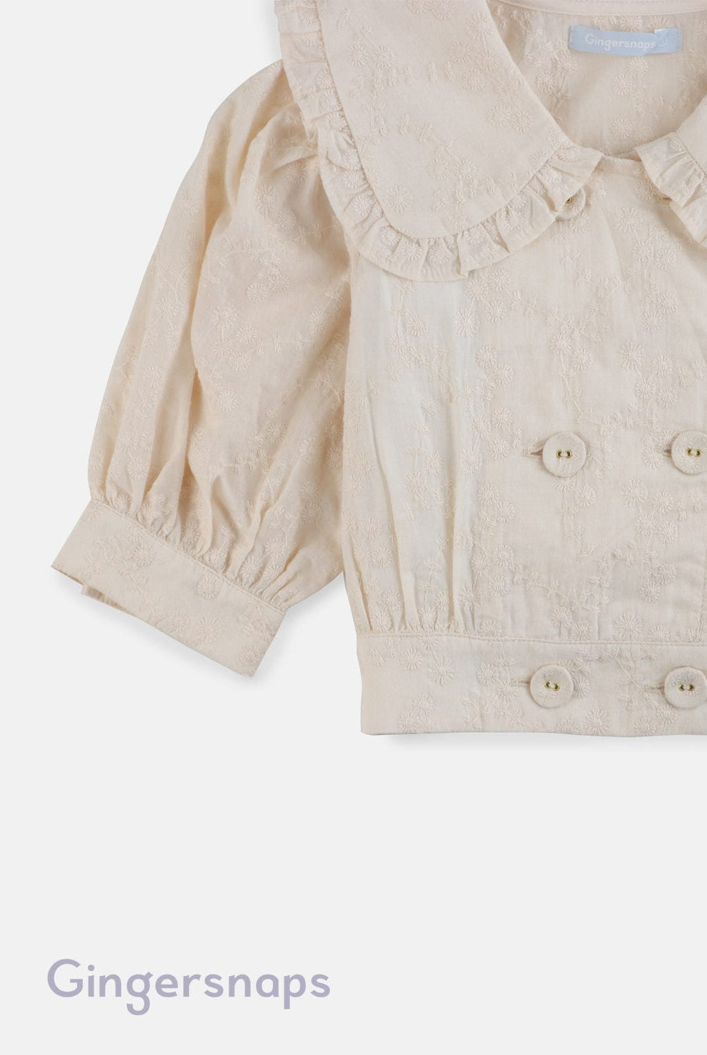 جينجرسنابس بلوزة بناتي خصر مرتفع بأزرار أمامية نص كم بف أوف وايت