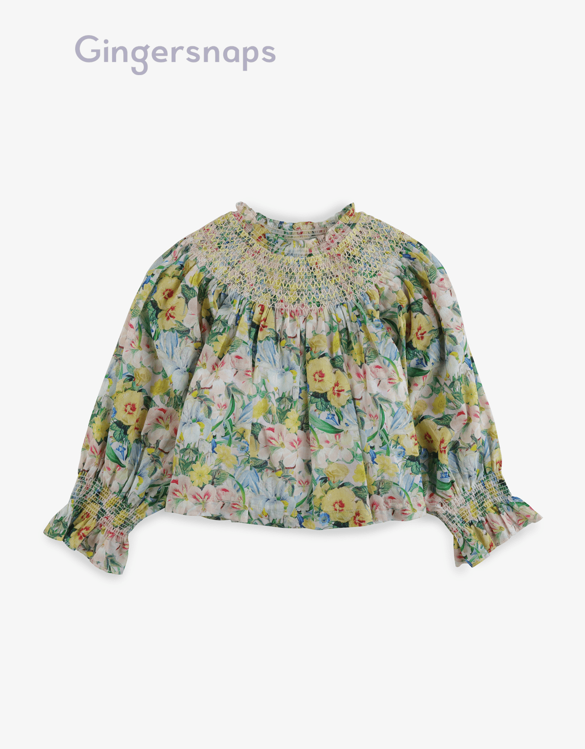 جينجرسنابس بلوزة مورد كم طويل بف بناتي متعدد الألوان