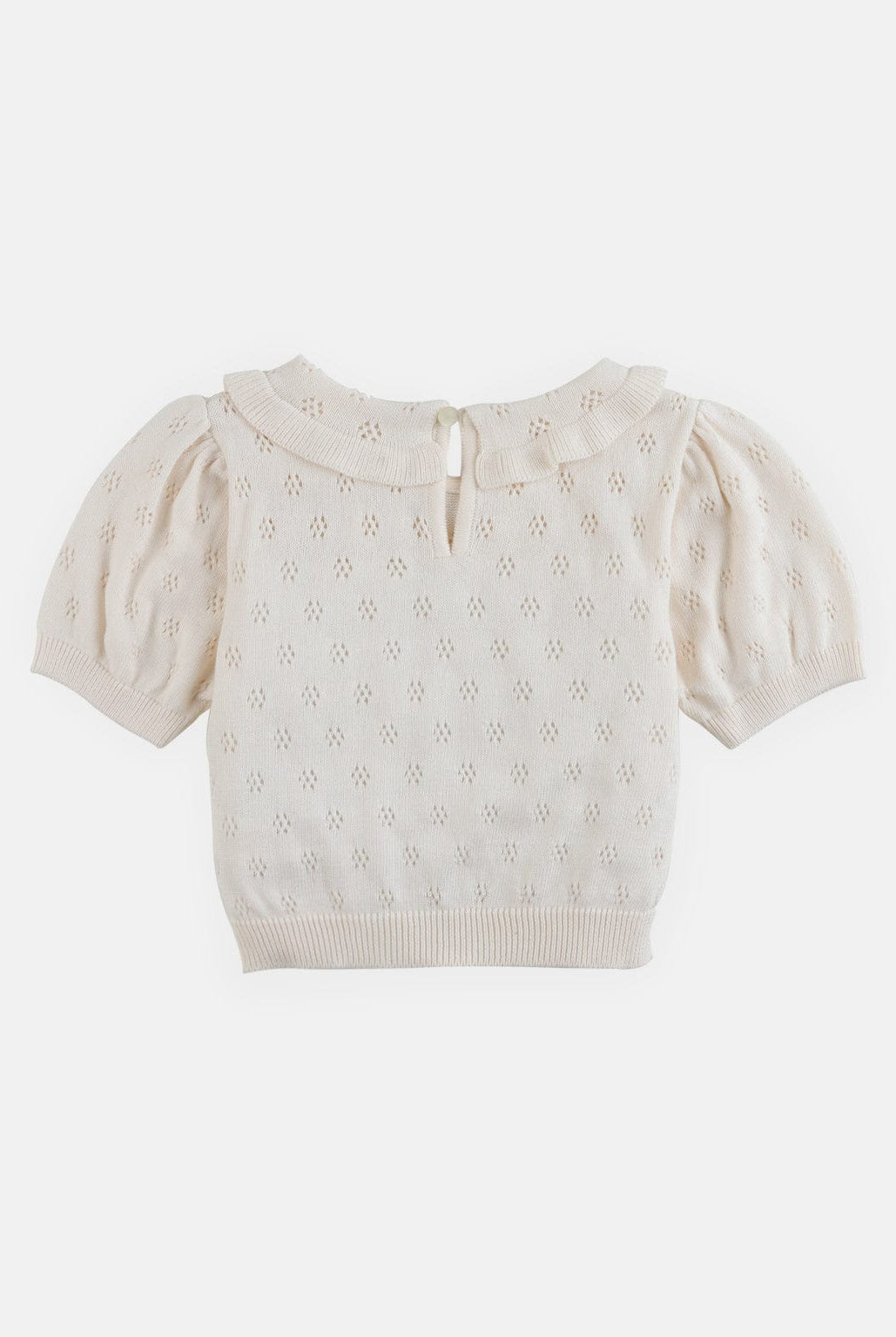 جينجرسنابس بلوزة بناتي منقوشة نص بطن نص كم بف أبيض