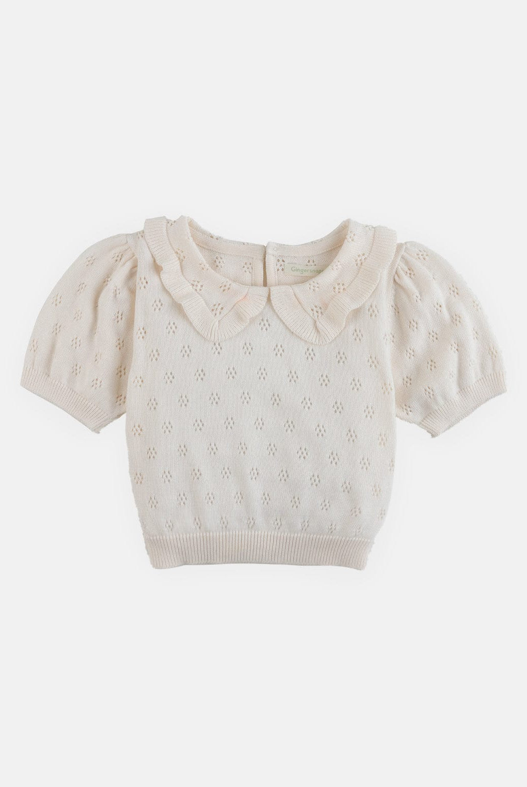 جينجرسنابس بلوزة بناتي منقوشة نص بطن نص كم بف أبيض