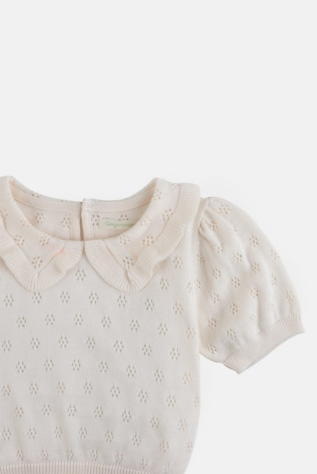 جينجرسنابس بلوزة بناتي منقوشة نص بطن نص كم بف أبيض