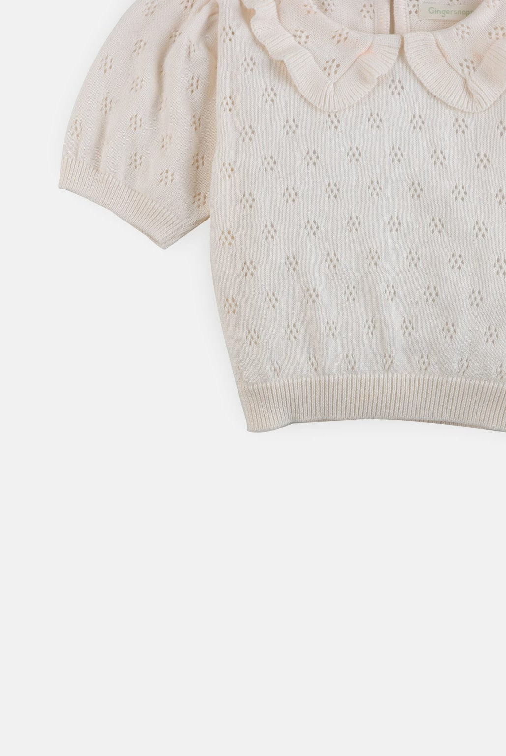 جينجرسنابس بلوزة بناتي منقوشة نص بطن نص كم بف أبيض