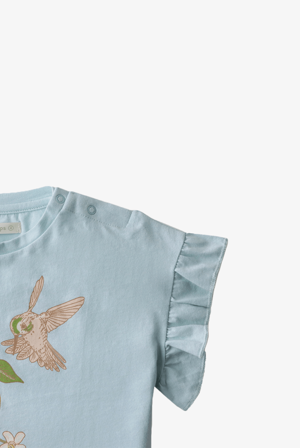 جينجرسنابس توب بناتي بطبعة على الصدر كم قصير أزرق