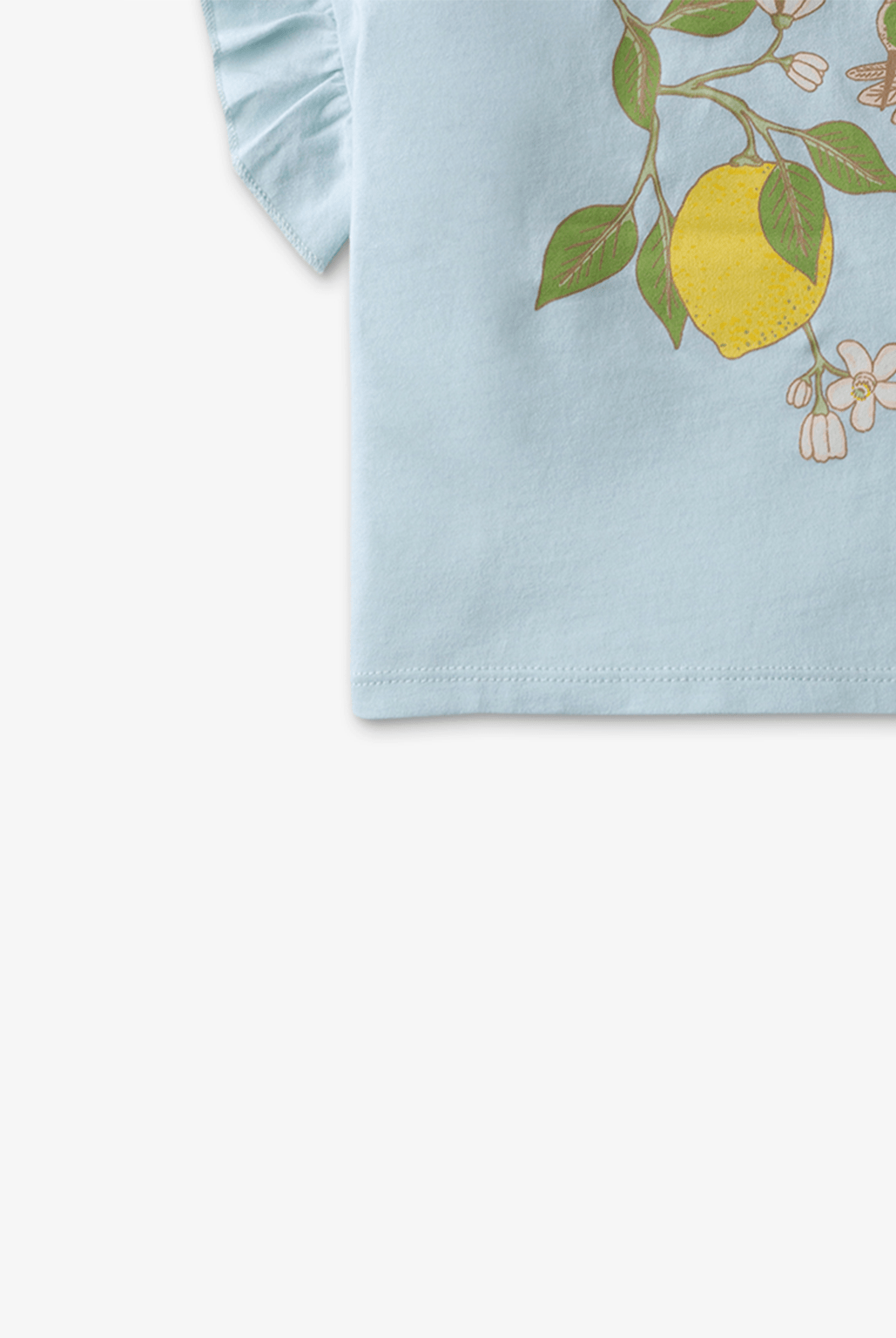 جينجرسنابس توب بناتي بطبعة على الصدر كم قصير أزرق