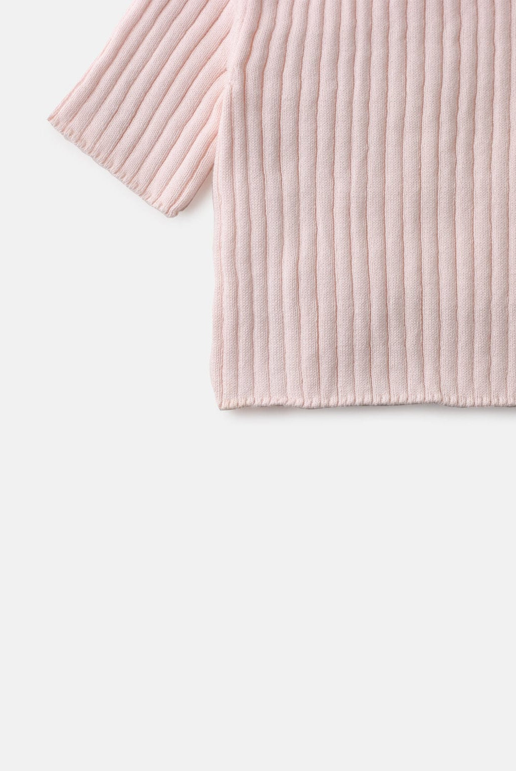 جينجرسنابس بلوزة بناتي مضلعة كم طويل بورود على الياقة وردي