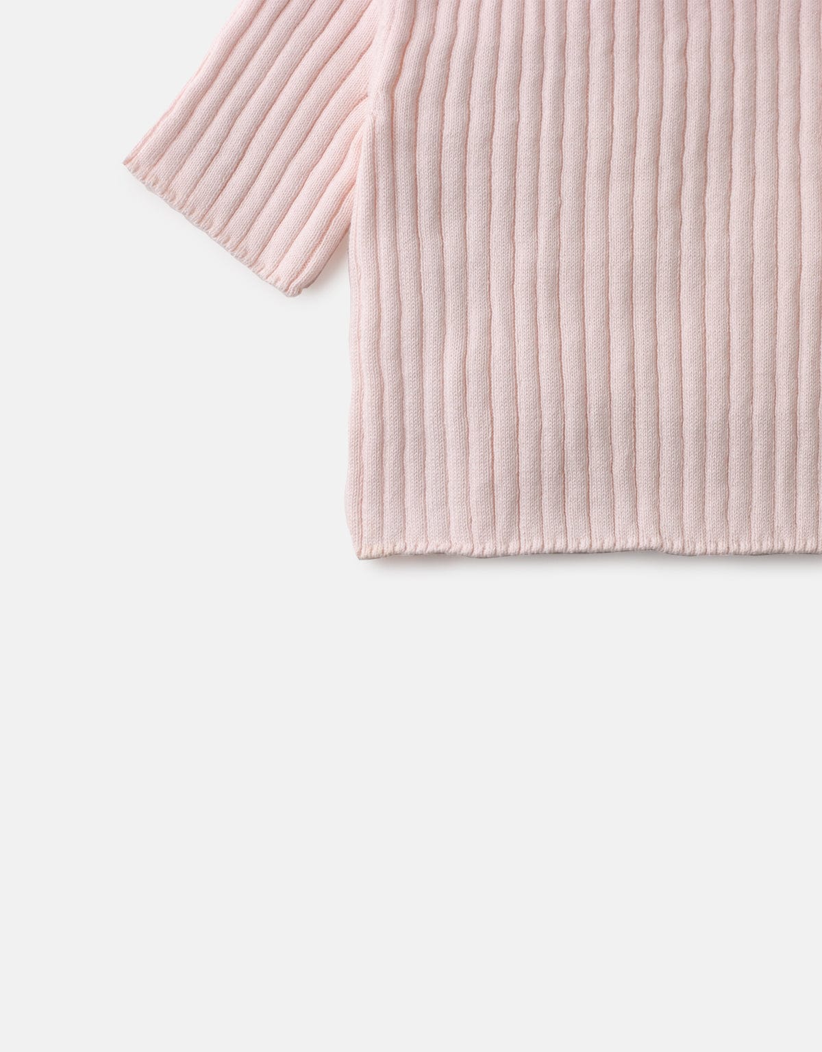 جينجرسنابس بلوزة بناتي مضلعة كم طويل بورود على الياقة وردي