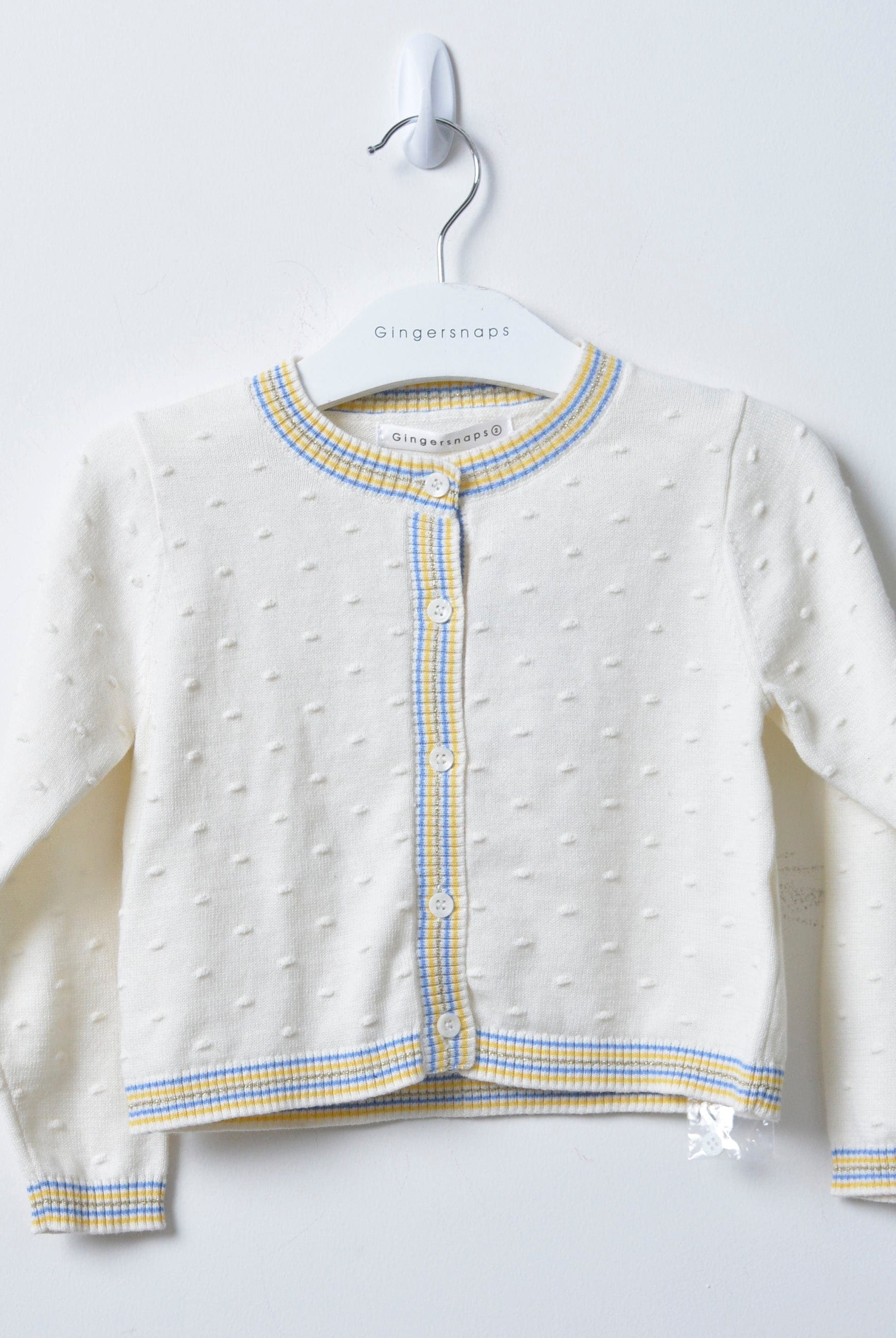 جينجرسنابس كارديجان بأزرار أمامية كم طويل مطرز بناتي أليسوم أبيض