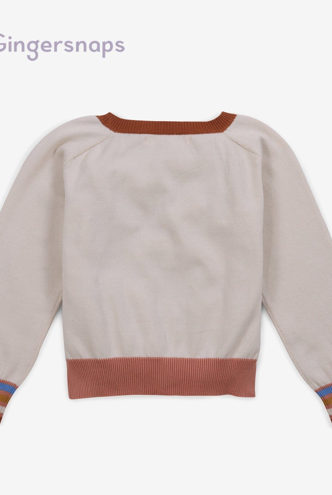 جينجرسنابس كارديجان شتوي بأزرار أمامية مطرزة بخيوط كم طويل بناتي أوف وايت