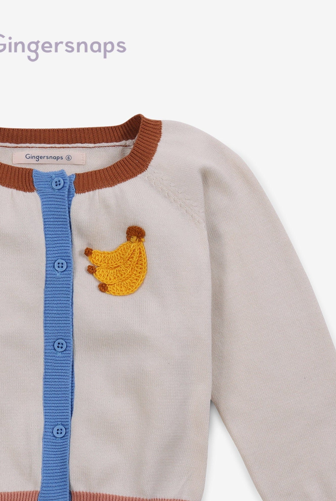 جينجرسنابس كارديجان شتوي بأزرار أمامية مطرزة بخيوط كم طويل بناتي أوف وايت