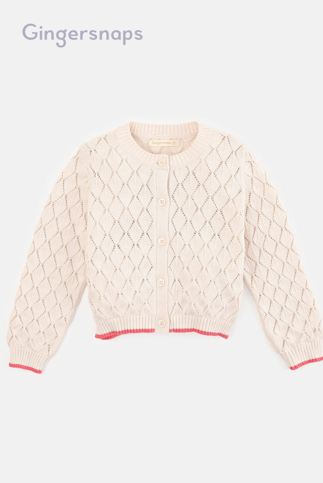جينجرسنابس كارديجان شتوي أزرار أمامية كم طويل بناتي أوف وايت