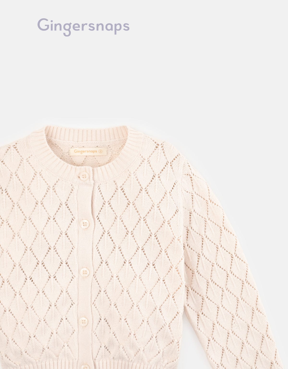 جينجرسنابس كارديجان شتوي أزرار أمامية كم طويل بناتي أوف وايت