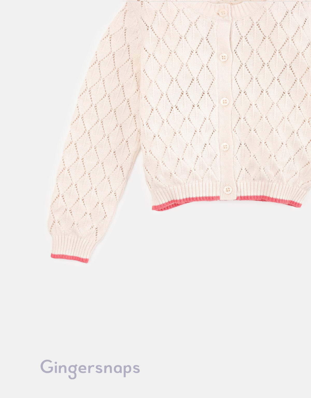 جينجرسنابس كارديجان شتوي أزرار أمامية كم طويل بناتي أوف وايت