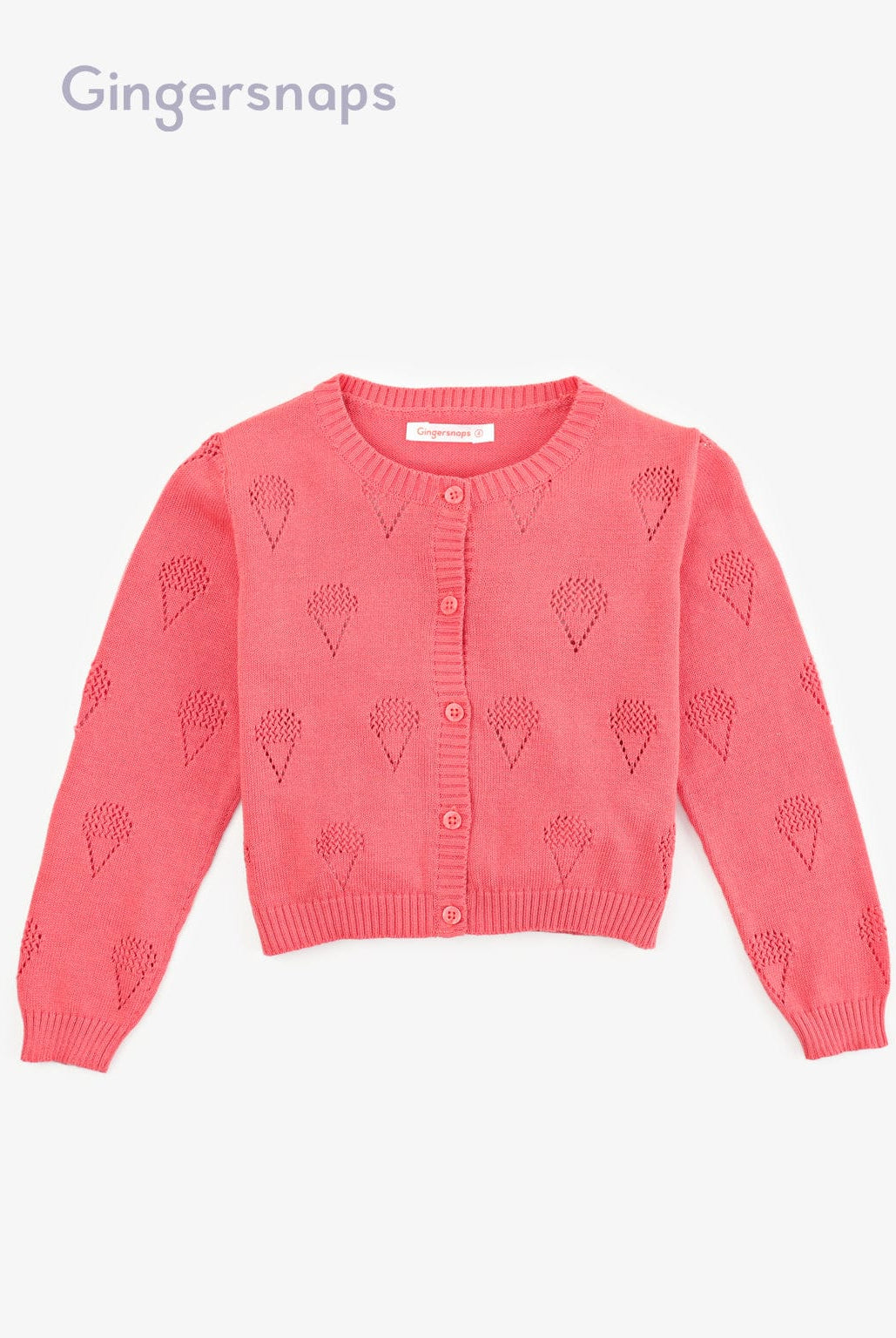 جينجرسنابس كارديجان بأزرار أمامية كم طويل بناتي أحمر