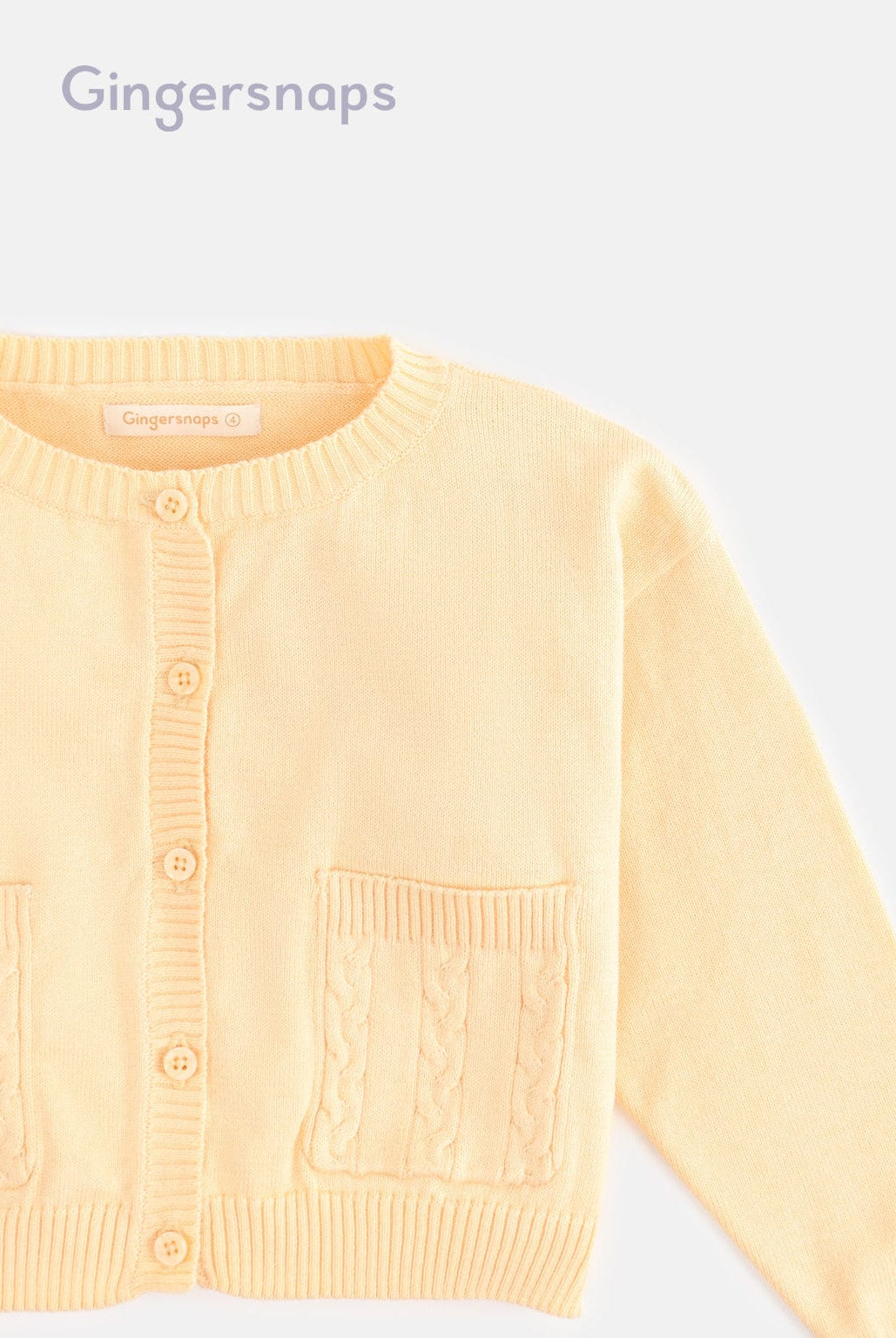 جينجرسنابس كارديجان شتوي بجيوب وأزرار أمامية كم طويل بناتي أصفر