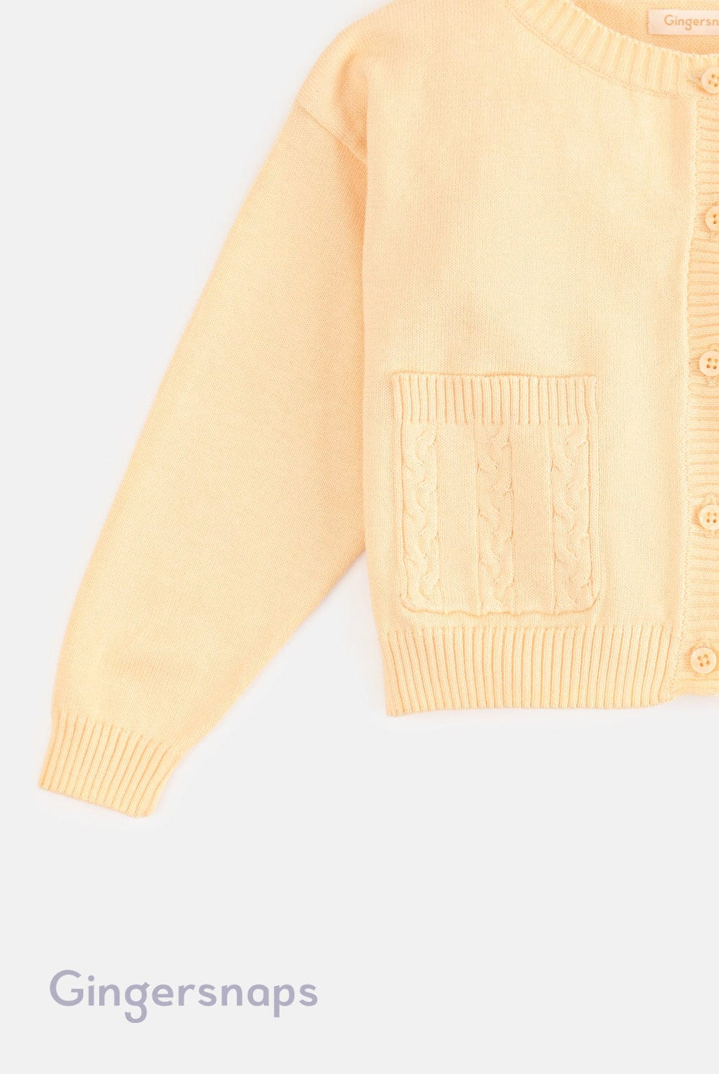 جينجرسنابس كارديجان شتوي بجيوب وأزرار أمامية كم طويل بناتي أصفر
