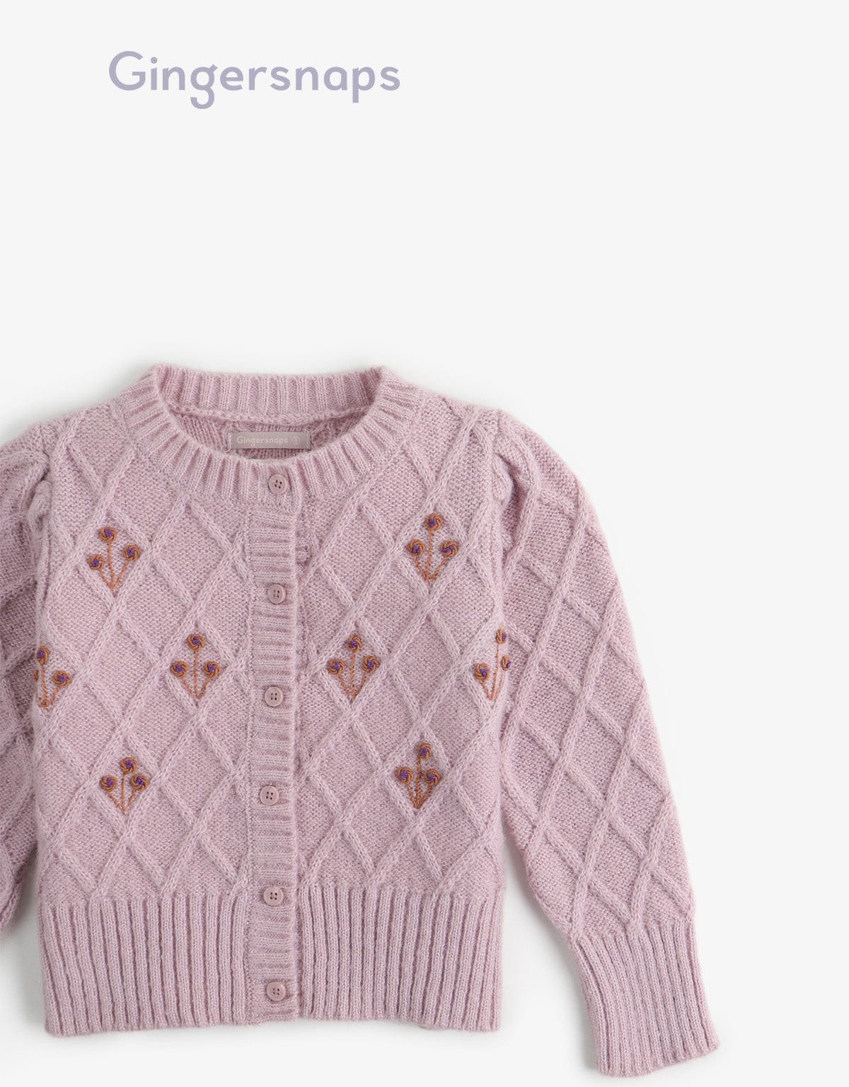 جينجرسنابس كارديجان مطرز بأزرار أمامية كم طويل أرجواني