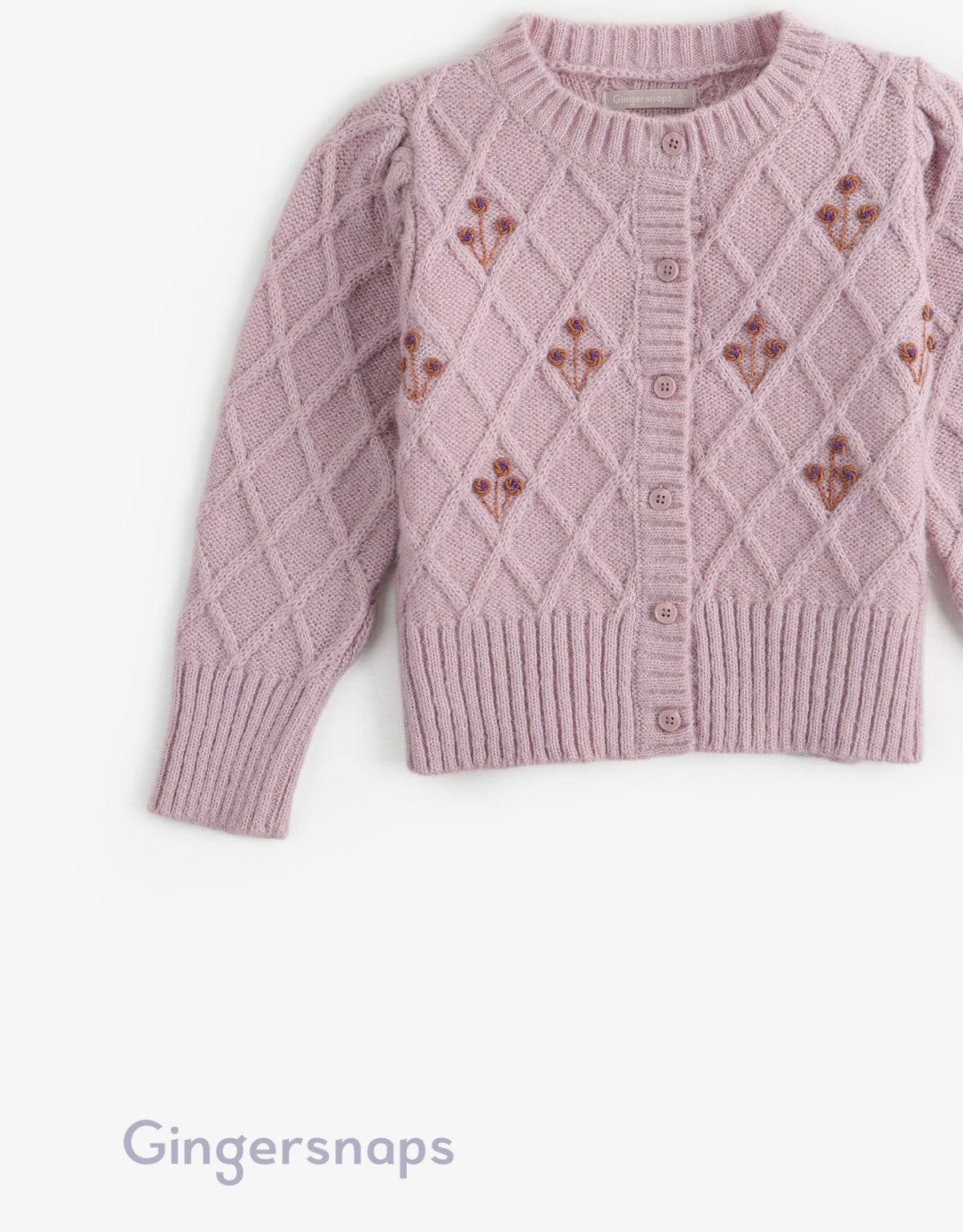 جينجرسنابس كارديجان مطرز بأزرار أمامية كم طويل أرجواني