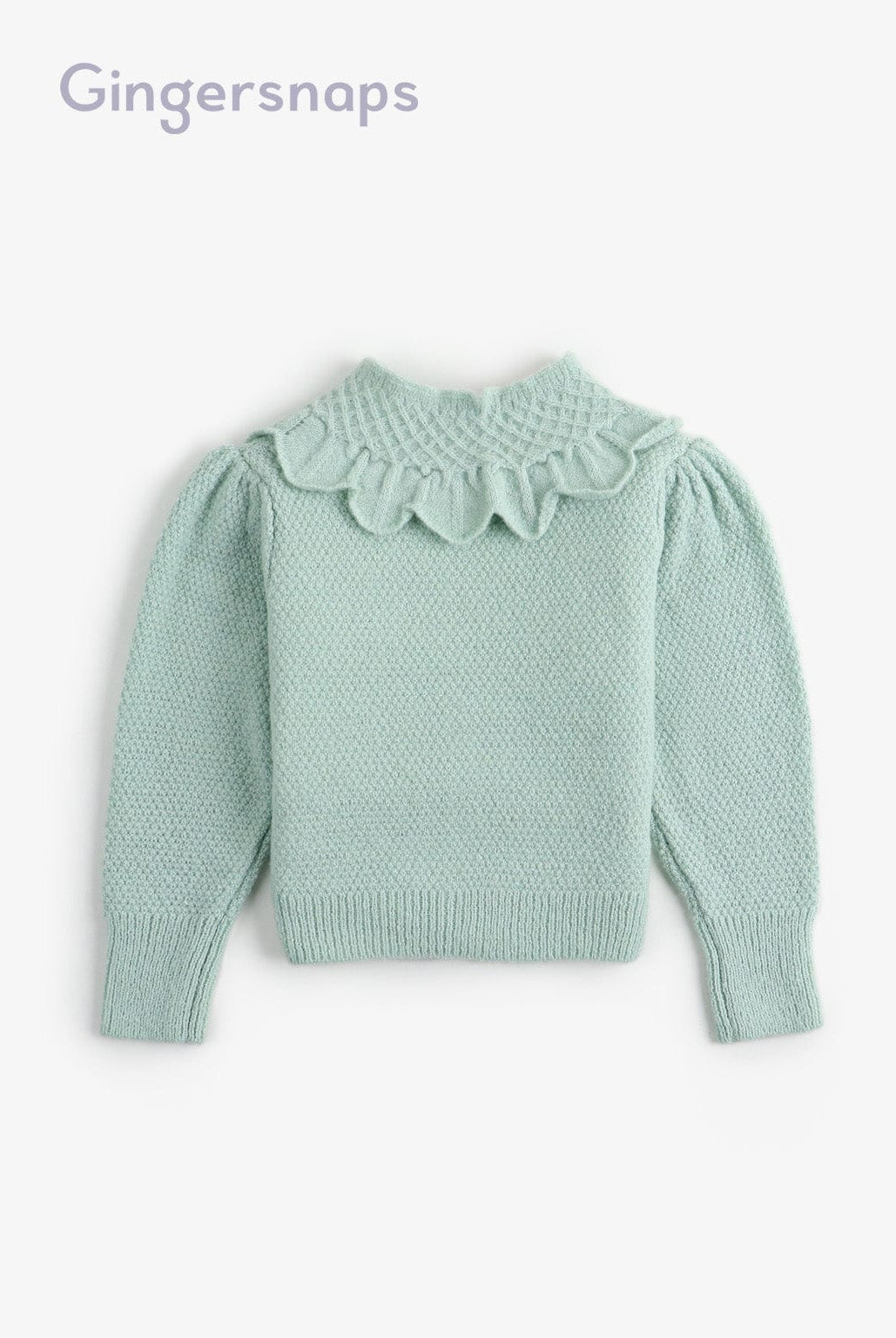 جينجرسنابس كارديجان بأزرار أمامية ياقة كبير ورباط فيونكة كم طويل بناتي أخضر