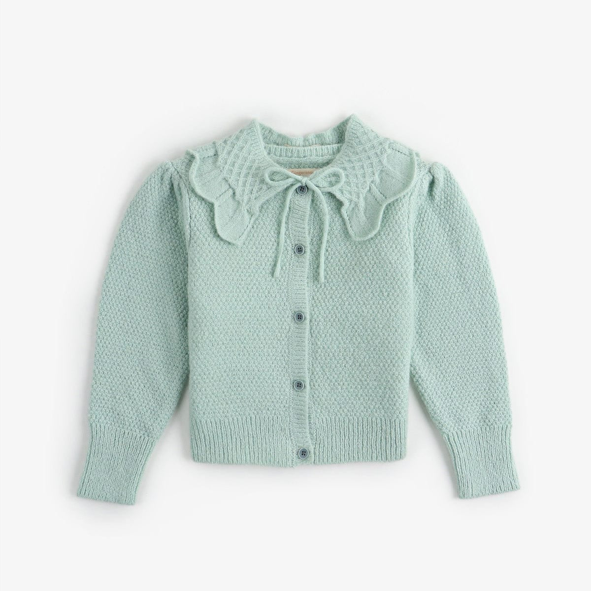 جينجرسنابس كارديجان بأزرار أمامية ياقة كبير ورباط فيونكة كم طويل بناتي أخضر