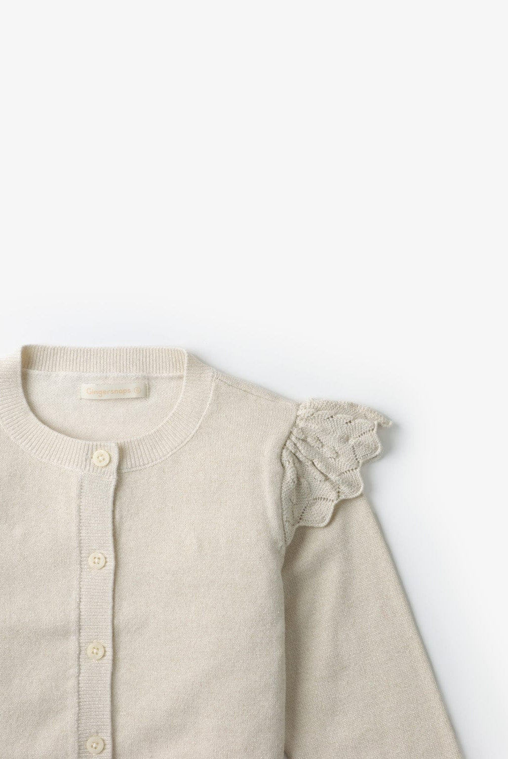 جينجرسنابس كارديجان سادة بازرار أمامية وكم طويل بناتي معدني