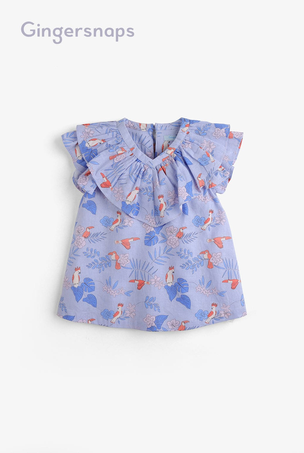 جينجرسنابس فستان منقوش واسع على شكل فراشة بناتي أزرق