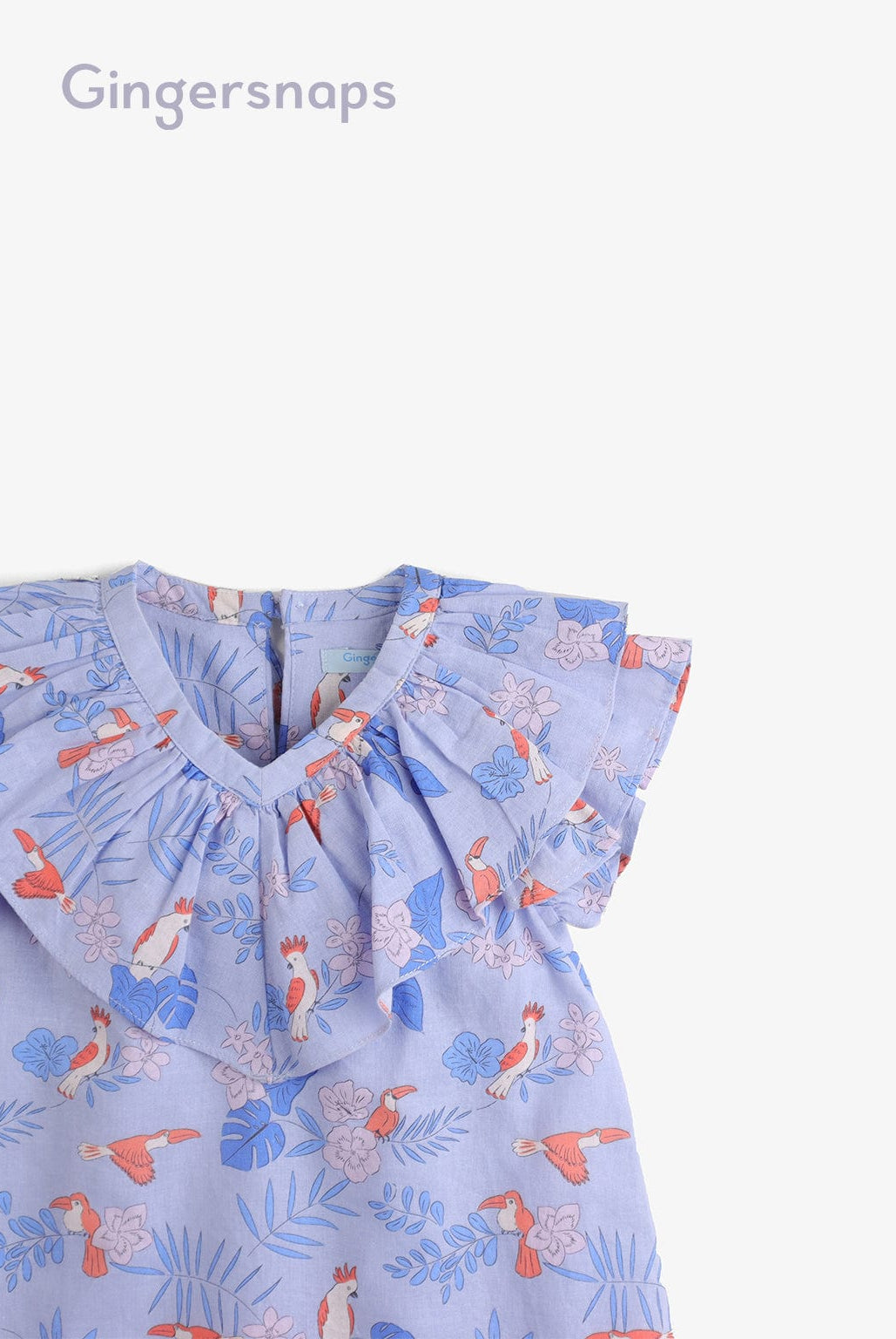 جينجرسنابس فستان منقوش واسع على شكل فراشة بناتي أزرق