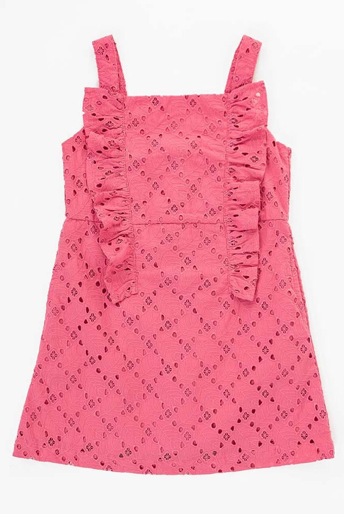 جينجرسنابس فستان بناتي مخرم بكشكشة حمالات وردي صحراوي