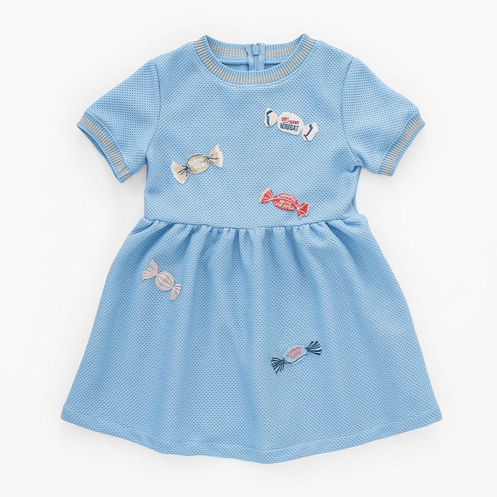 جينجرسنابس فستان بناتي مخرم ببادجات نص كم كلوش بلو بيل